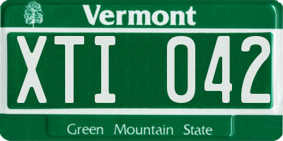 VT license plate XTI042