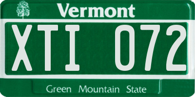 VT license plate XTI072