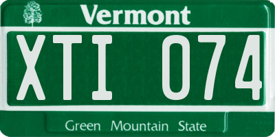 VT license plate XTI074