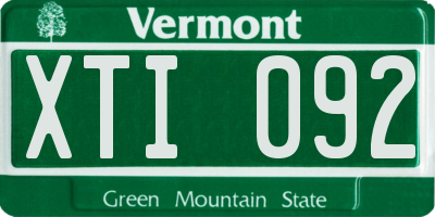 VT license plate XTI092