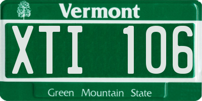 VT license plate XTI106