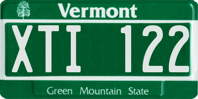 VT license plate XTI122