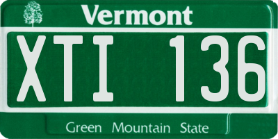 VT license plate XTI136