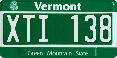 VT license plate XTI138