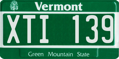 VT license plate XTI139