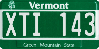 VT license plate XTI143