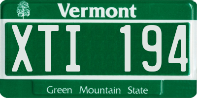 VT license plate XTI194