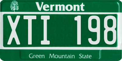 VT license plate XTI198