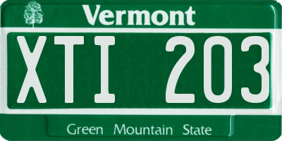 VT license plate XTI203