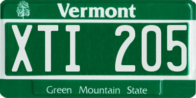 VT license plate XTI205