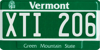 VT license plate XTI206