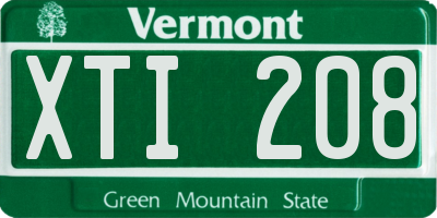 VT license plate XTI208