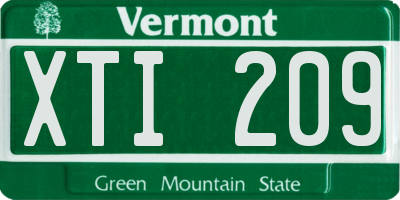 VT license plate XTI209