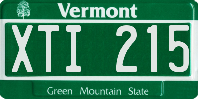 VT license plate XTI215