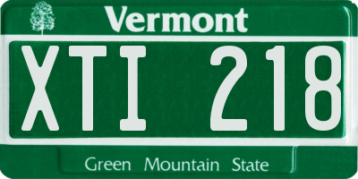 VT license plate XTI218