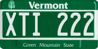 VT license plate XTI222