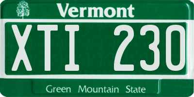 VT license plate XTI230