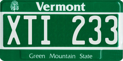VT license plate XTI233