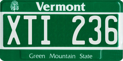 VT license plate XTI236