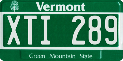VT license plate XTI289