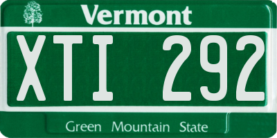 VT license plate XTI292