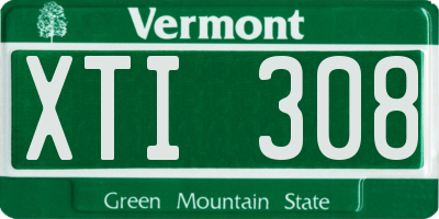 VT license plate XTI308