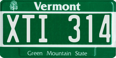 VT license plate XTI314