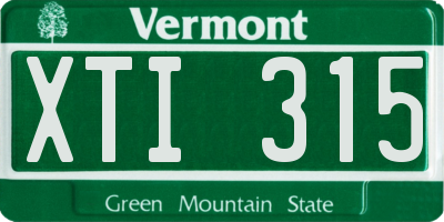 VT license plate XTI315