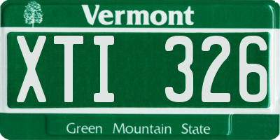 VT license plate XTI326