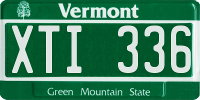 VT license plate XTI336