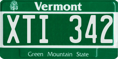 VT license plate XTI342