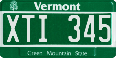 VT license plate XTI345