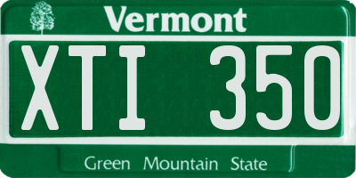 VT license plate XTI350