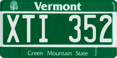 VT license plate XTI352