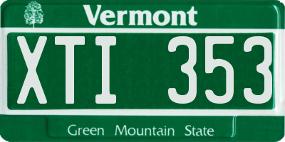 VT license plate XTI353