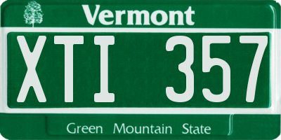VT license plate XTI357