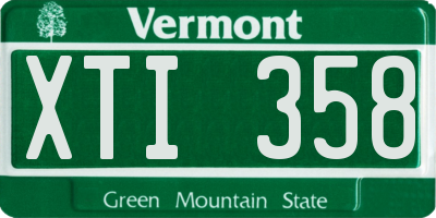 VT license plate XTI358