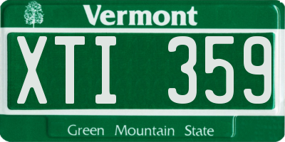 VT license plate XTI359