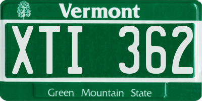 VT license plate XTI362