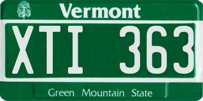 VT license plate XTI363