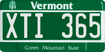 VT license plate XTI365