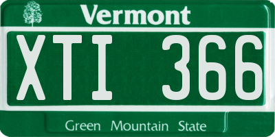 VT license plate XTI366