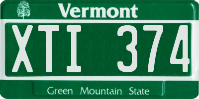 VT license plate XTI374