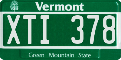 VT license plate XTI378