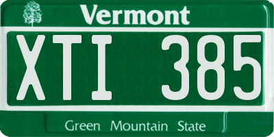VT license plate XTI385