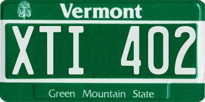 VT license plate XTI402