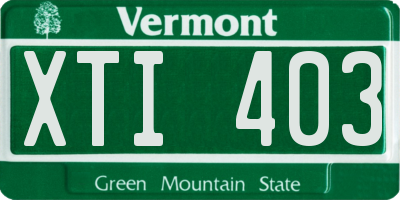 VT license plate XTI403