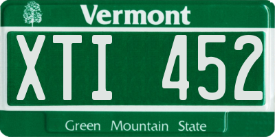 VT license plate XTI452