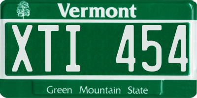 VT license plate XTI454