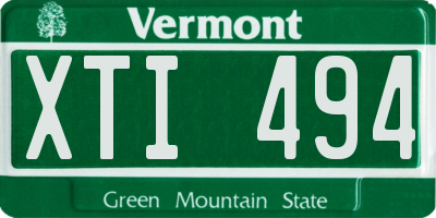 VT license plate XTI494
